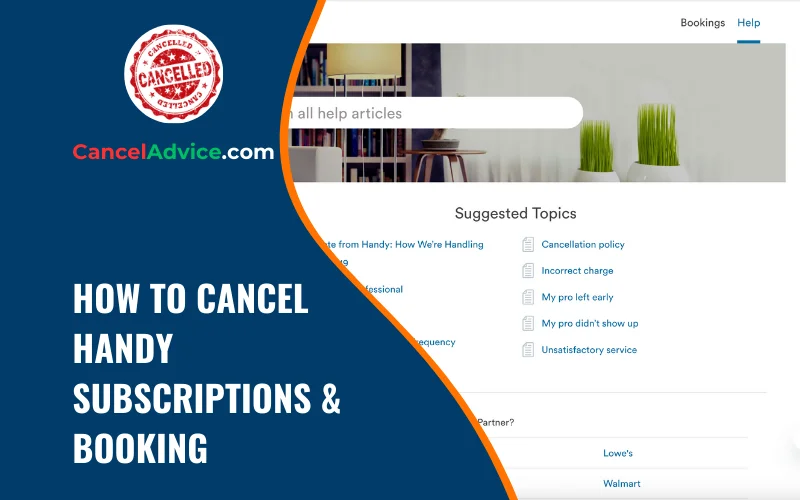 how to cancel handy subscriptions & booking