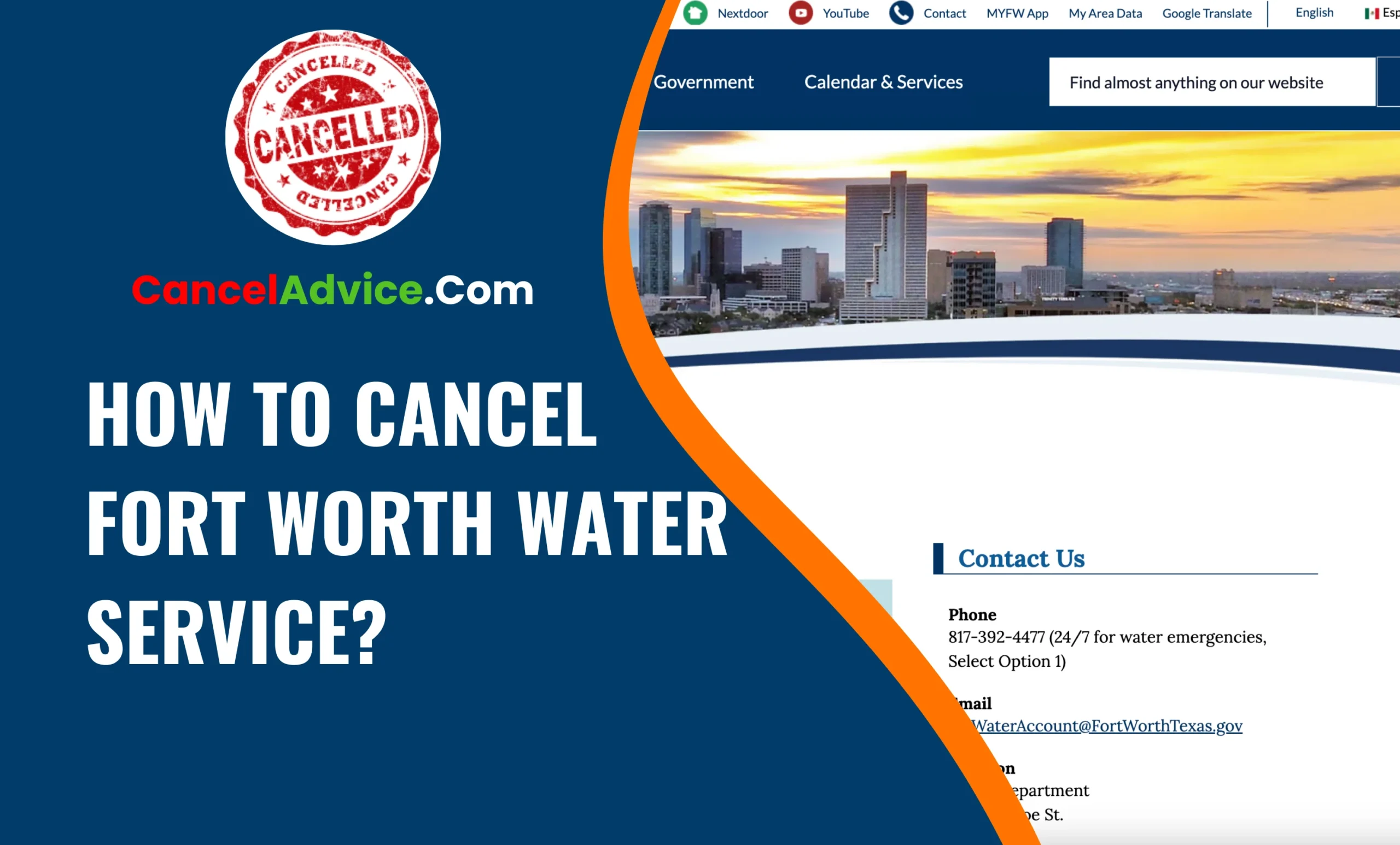 how to cancel fort worth water service