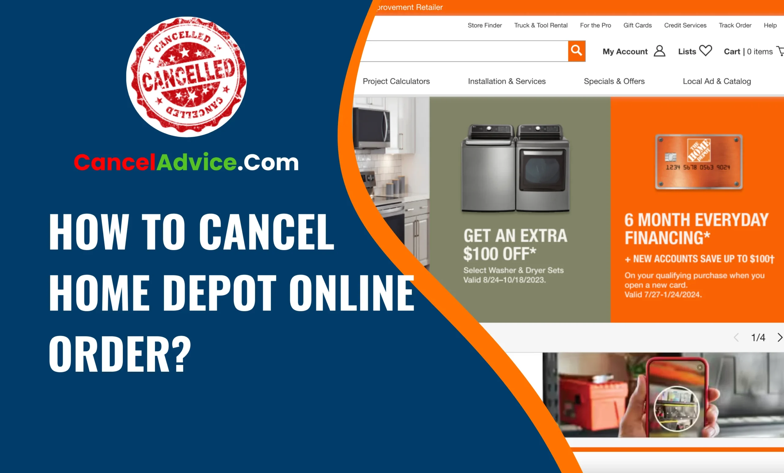 how to cancel home depot online order